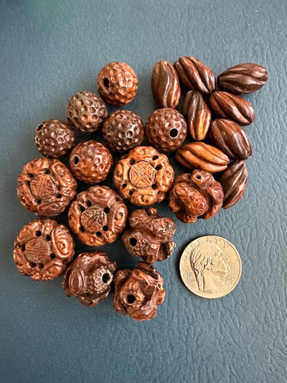 Vintage Hand Carved Wooden Beads Bundle
